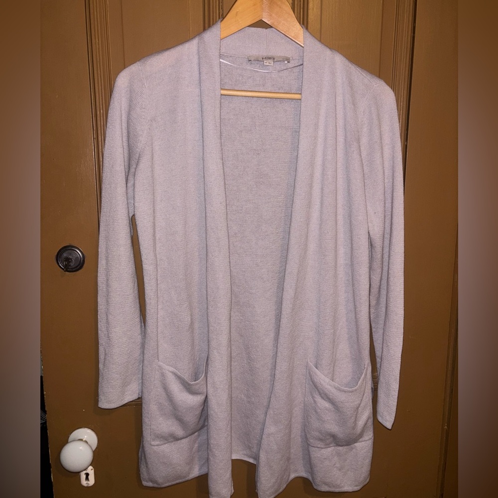 LOFT Women's Soft Gray Open Cardigan